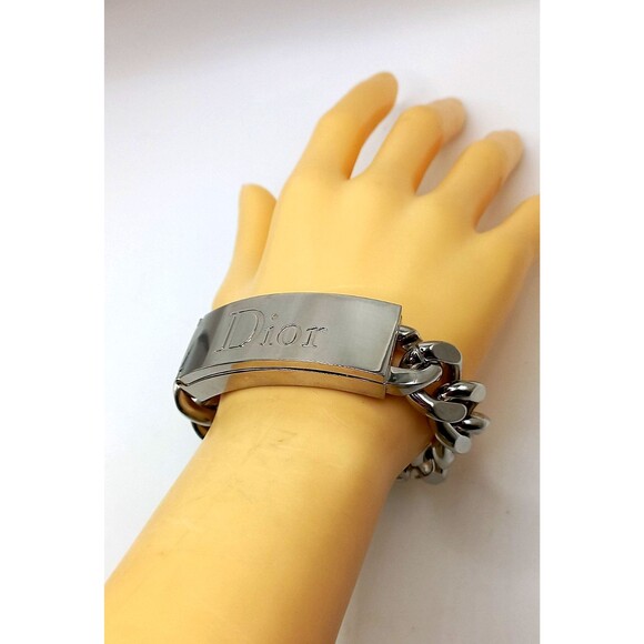 DIOR Gourmette 002 Dior Logo Curb Chain Bracelet with a Secret! Christian Dior - Picture 1 of 11